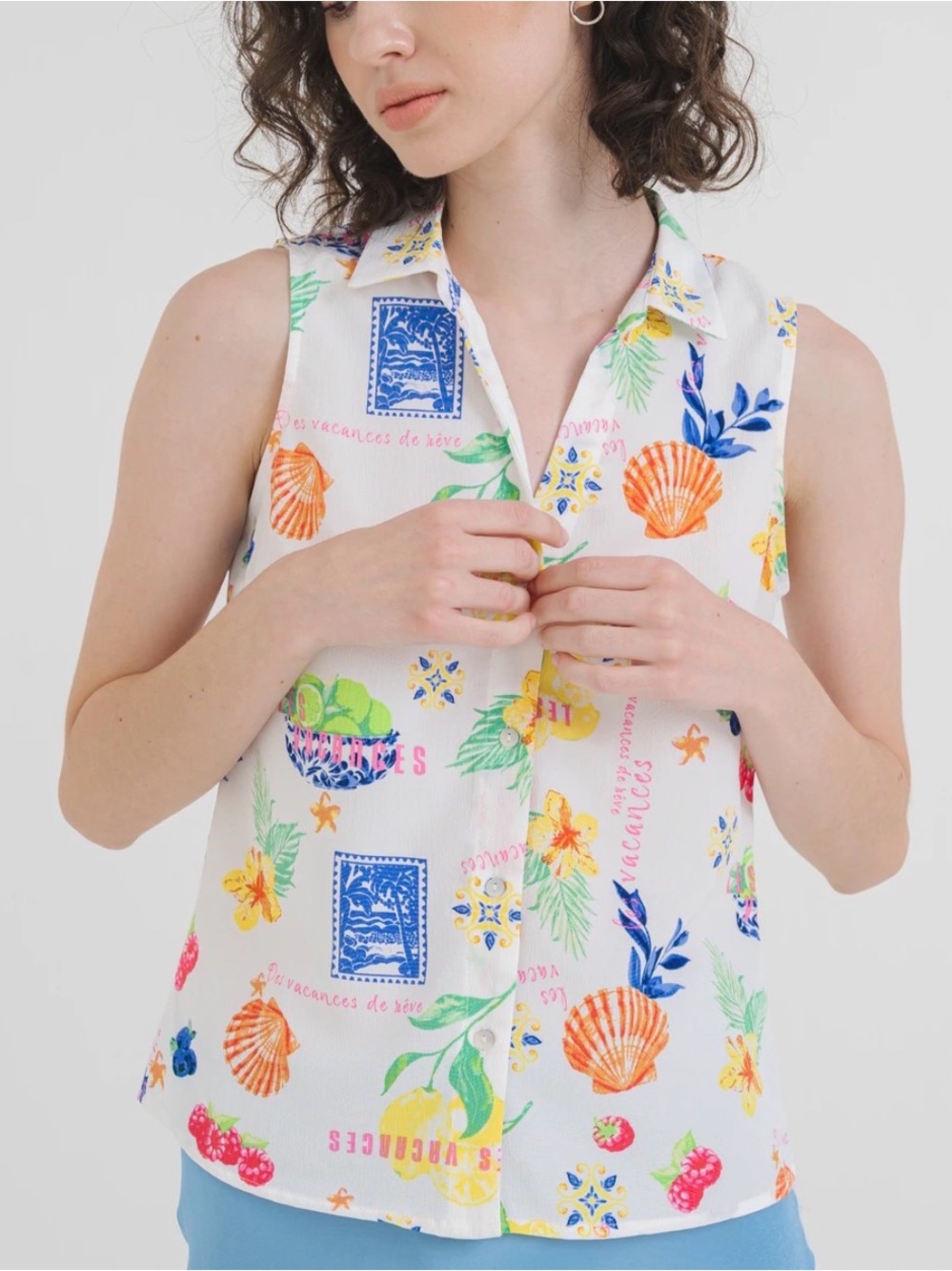 ONLY Sleeveless Tropical Print Blouse | Size Medium | NWT